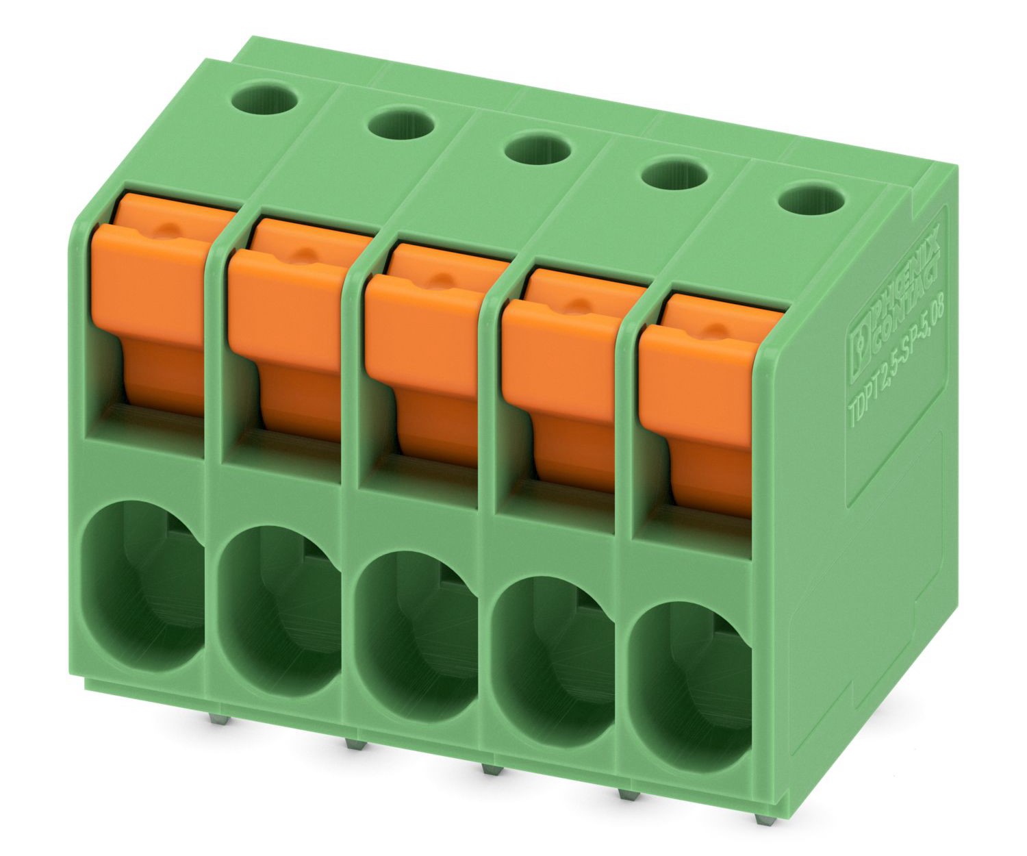 Phoenix Contact TDPT 2.5/ 5-SP-5.08 Series PCB Terminal Block, 5-Contact, 5.08mm Pitch, Through Hole Mount, 1-Row,
