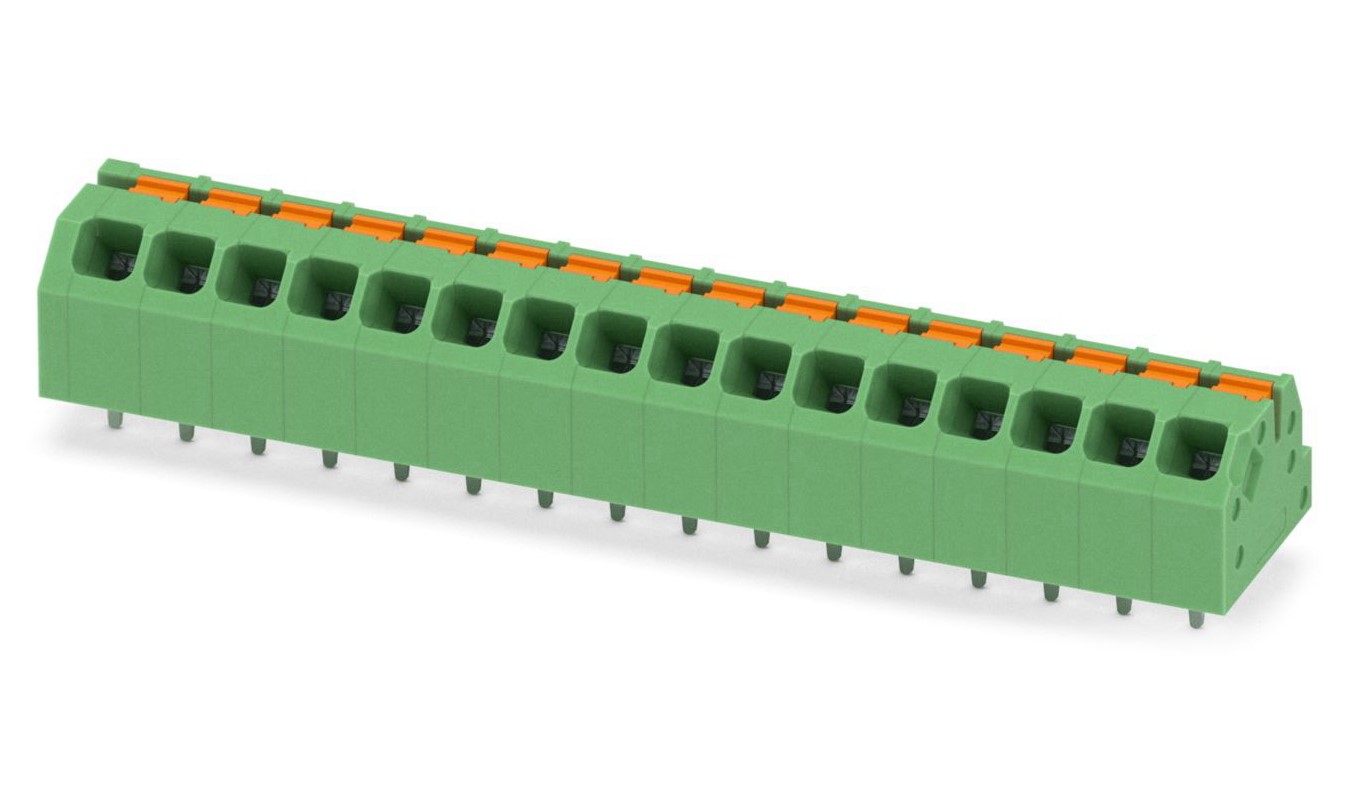 Phoenix Contact SPTAF 1/16-3.5-IL Series PCB Terminal Block, 16-Contact, 3.5mm Pitch, Through Hole Mount, 2-Row