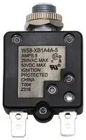 TE Connectivity Thermal Circuit Breaker - W58  Single Pole 50 V dc, 250V ac Voltage Rating, 5A Current Rating
