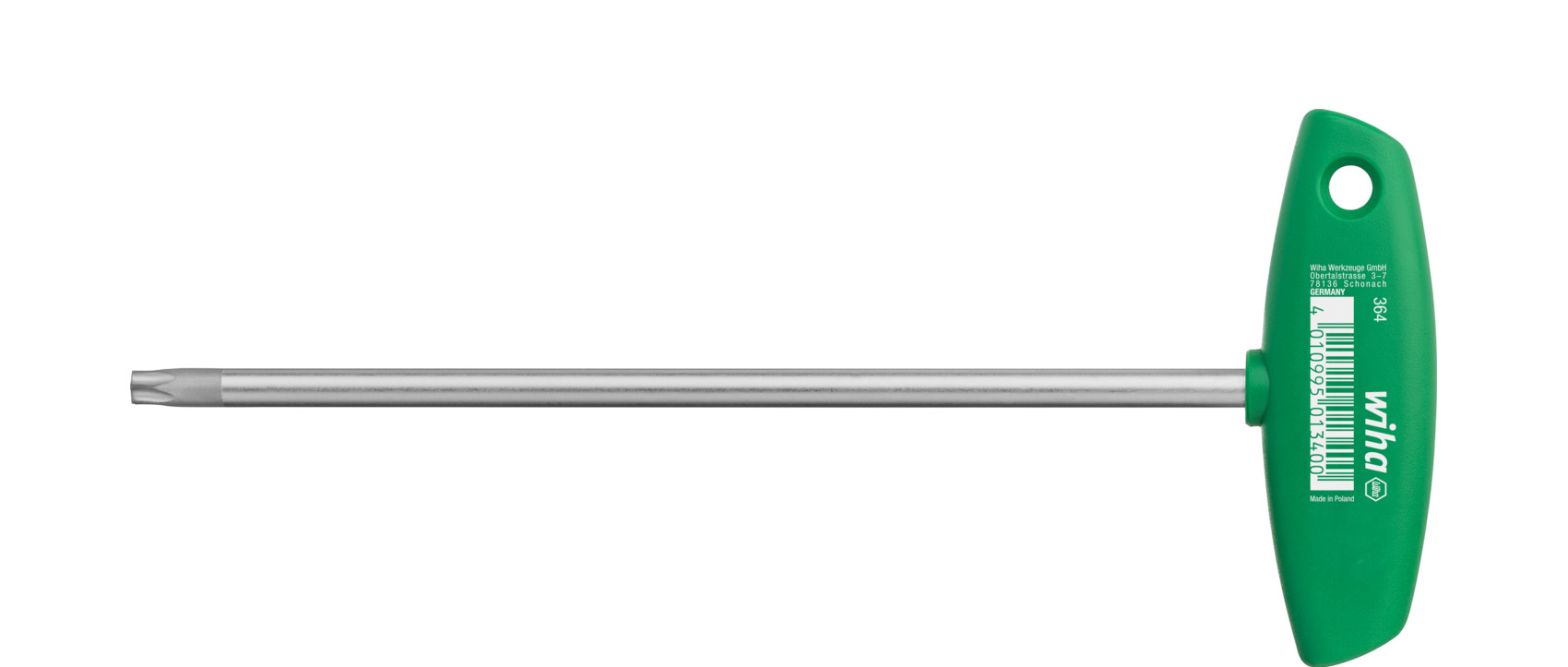 Wiha 1-Piece Torx Key, T30 Size, T Shape, Long Arm