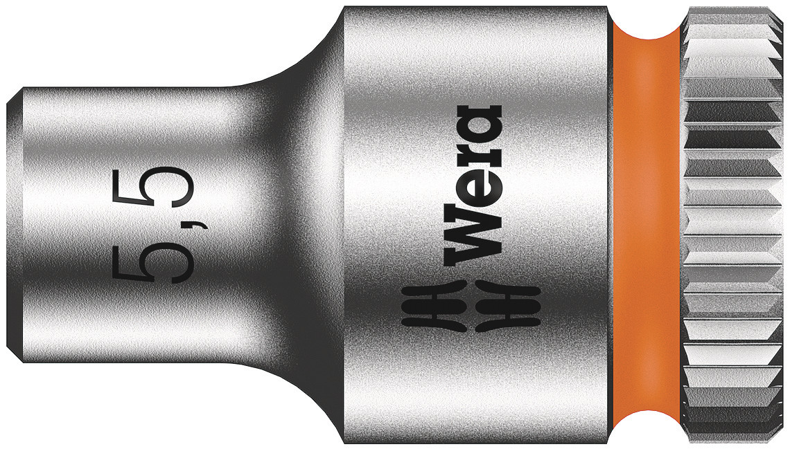 Wera 1/4 in Drive 5.5mm Standard Socket, 6 point, 23 mm Overall Length
