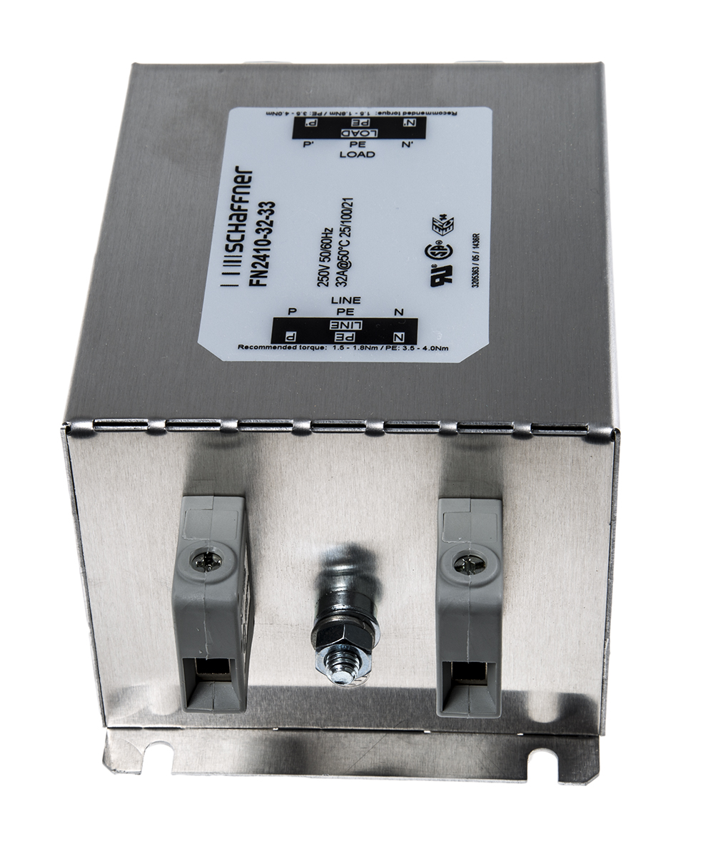 Schaffner, FN2410 32A 250 V ac 400Hz, Chassis Mount EMC Filter, Terminal Block, Single Phase