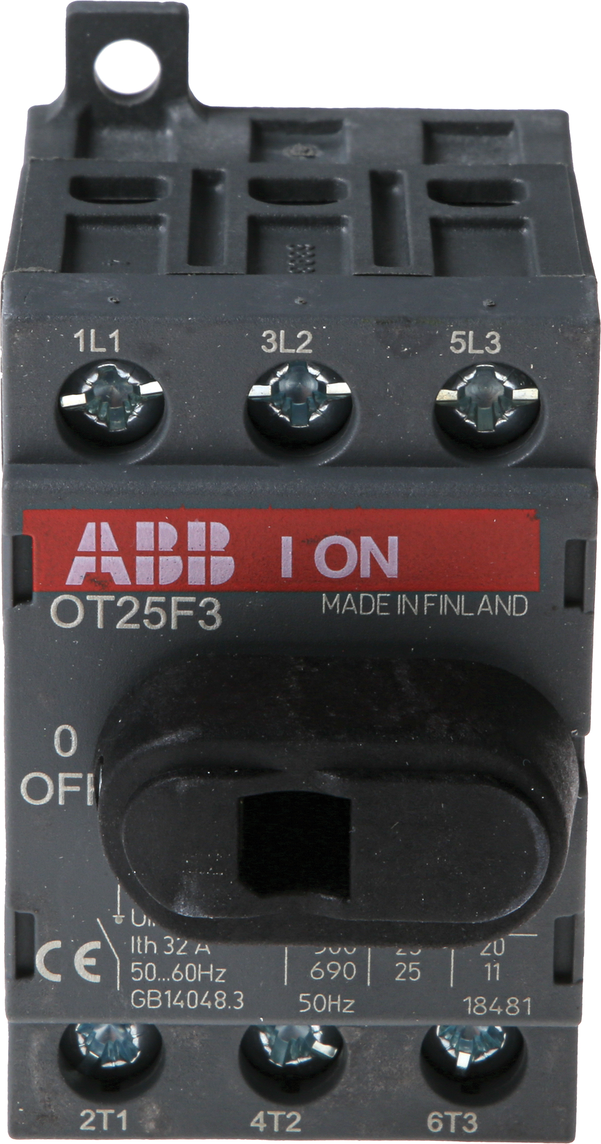 ABB 3P Pole DIN Rail Non Fused Isolator Switch - 25A Maximum Current, 9kW Power Rating, IP20