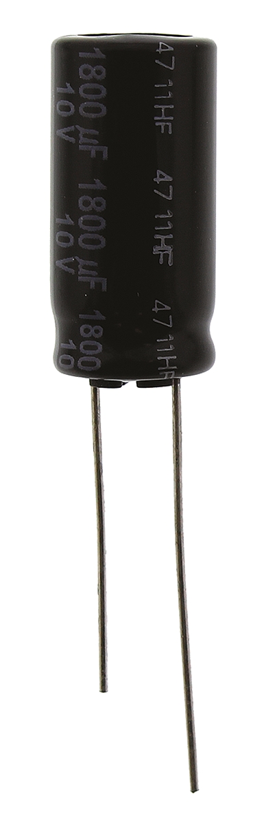 Panasonic 1800μF Aluminium Electrolytic Capacitor 10V dc, Radial, Through Hole - EEUFR1A182