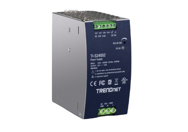 Trendnet TI-S24 DIN Rail Power Supply, 370V dc ac, dc Input, 48 → 56V ac, dc Output, 0 → 4.6A Output, 240W