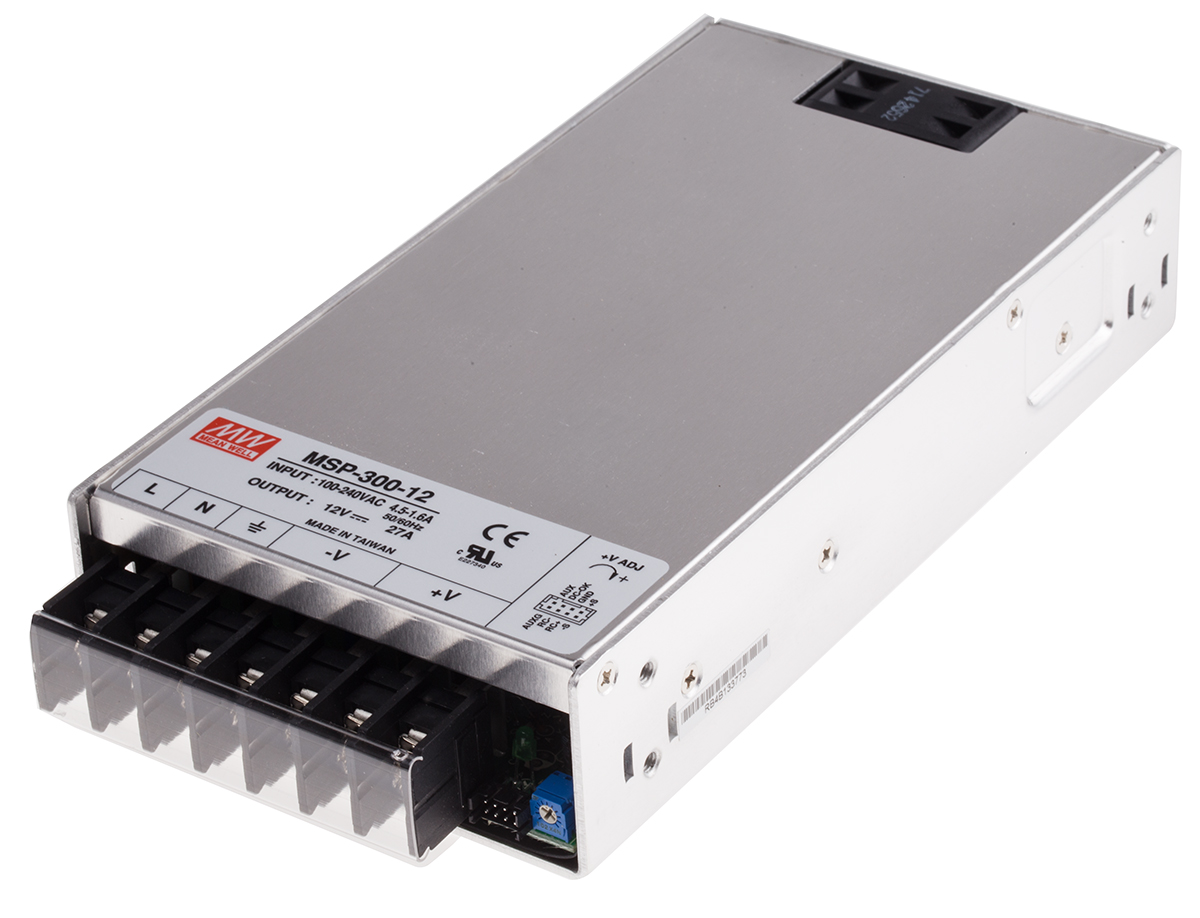 MEAN WELL Switching Power Supply, MSP-300-12, 12V dc, 27A, 324W, 1 Output, 120 → 370 V dc, 85 → 264 V ac