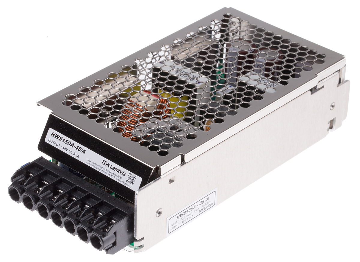 TDK-Lambda Switching Power Supply, HWS150A-48/A, 48V dc, 3.3A, 150W, 1 Output, 120 → 370 V dc, 85 → 265 V