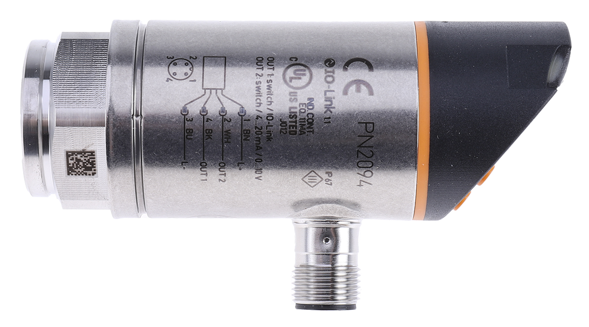 ifm electronic Pressure Sensor, -1bar Min, 10bar Max, Analogue + PNP-NO/NC Programmable Output, Relative Reading