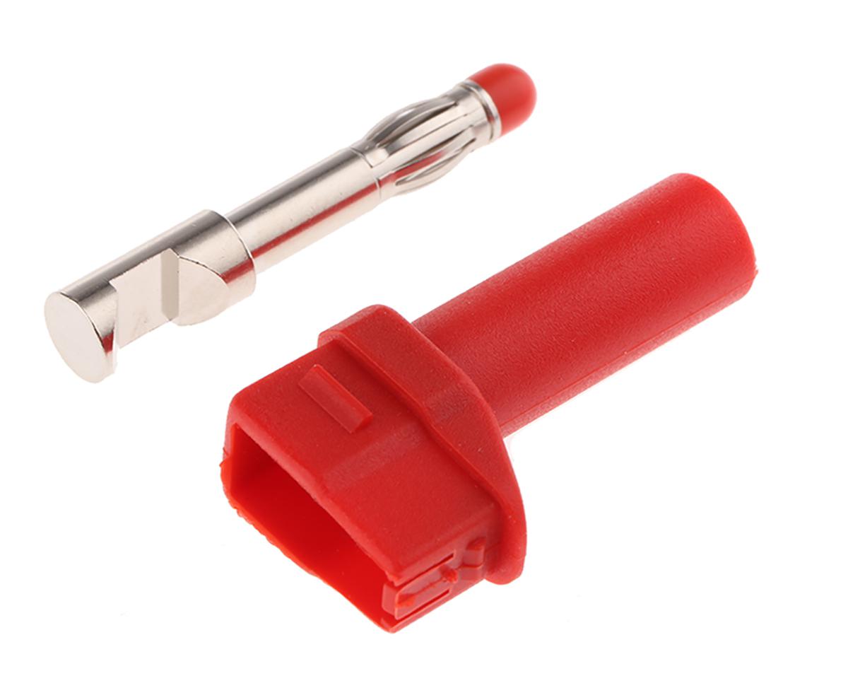Staubli Red Male Banana Plug, 4 mm Connector, Solder Termination, 33A, 500V, Nickel Plating