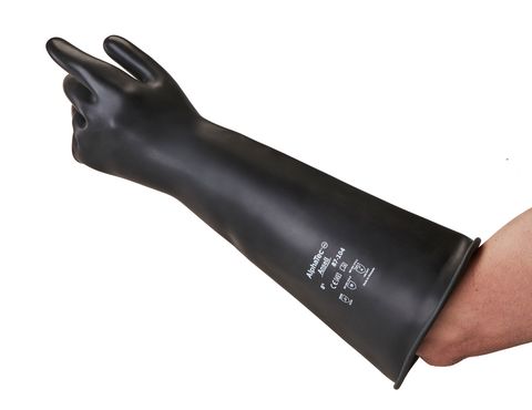 Ansell 87-104 Black Polyamide Latex Work Gloves, Size 10.5, Latex Coating