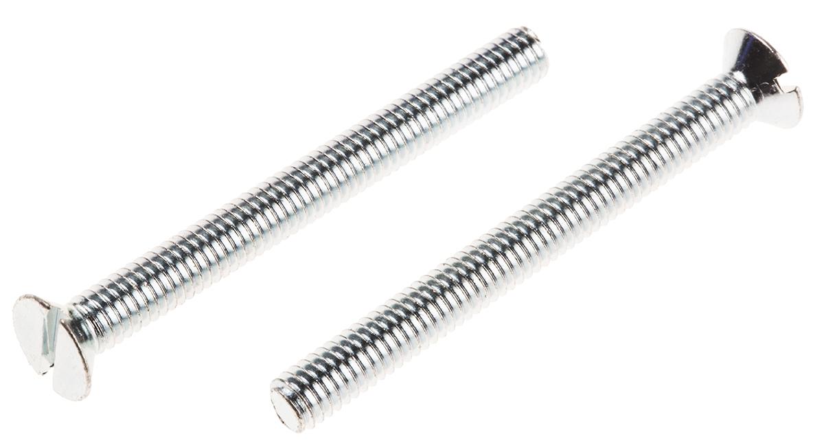 RS PRO Slot M4 Countersunk Steel Machine Screws DIN 963 x 40.0mm