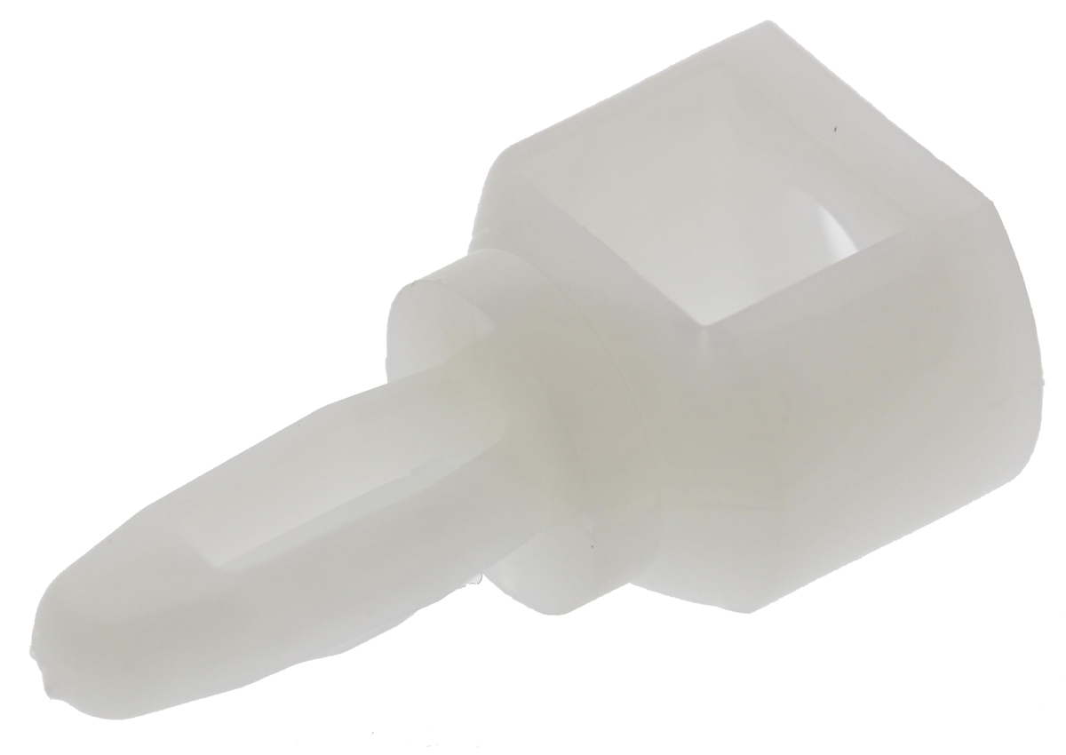 SRLCBS 6 01, 9.5mm High Nylon Snap Rivet Support for 4mm PCB Hole, 10.2mm Base