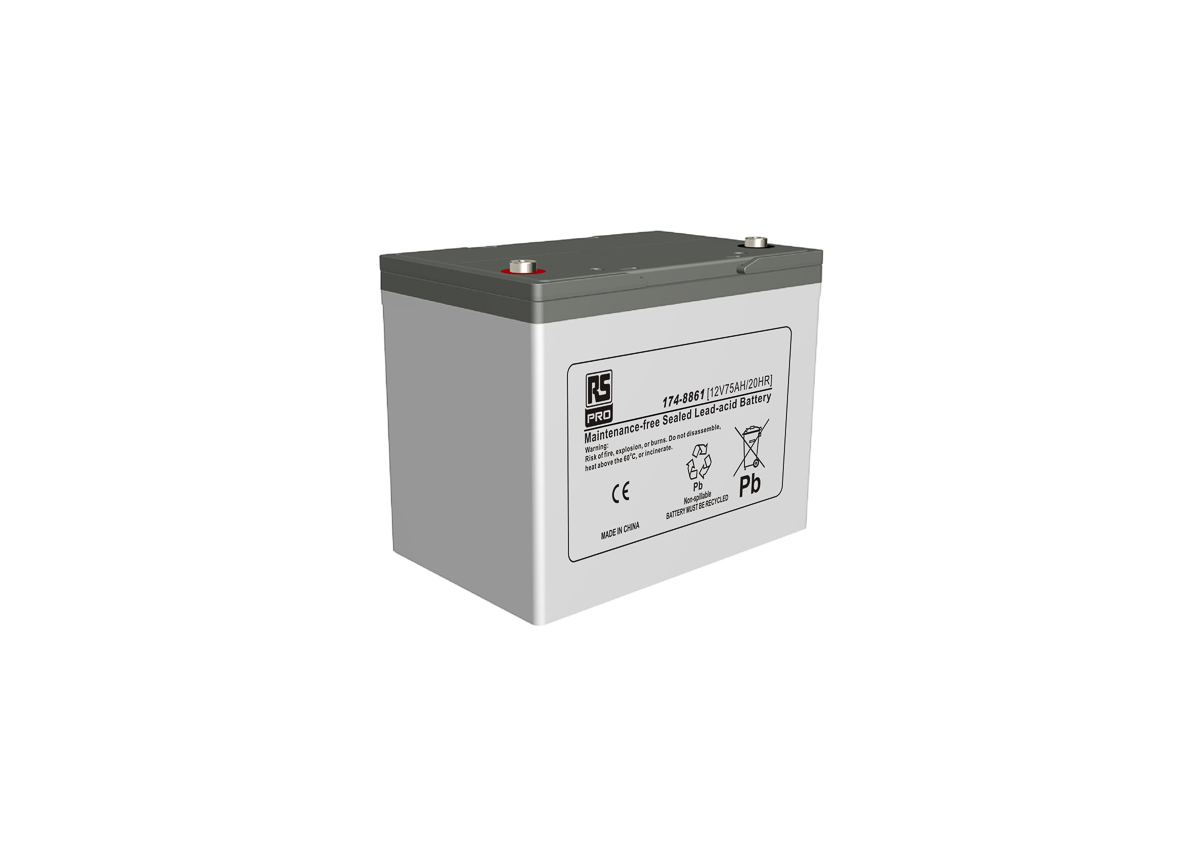 RS PRO 12V T6 Sealed Lead Acid Battery, 75Ah
