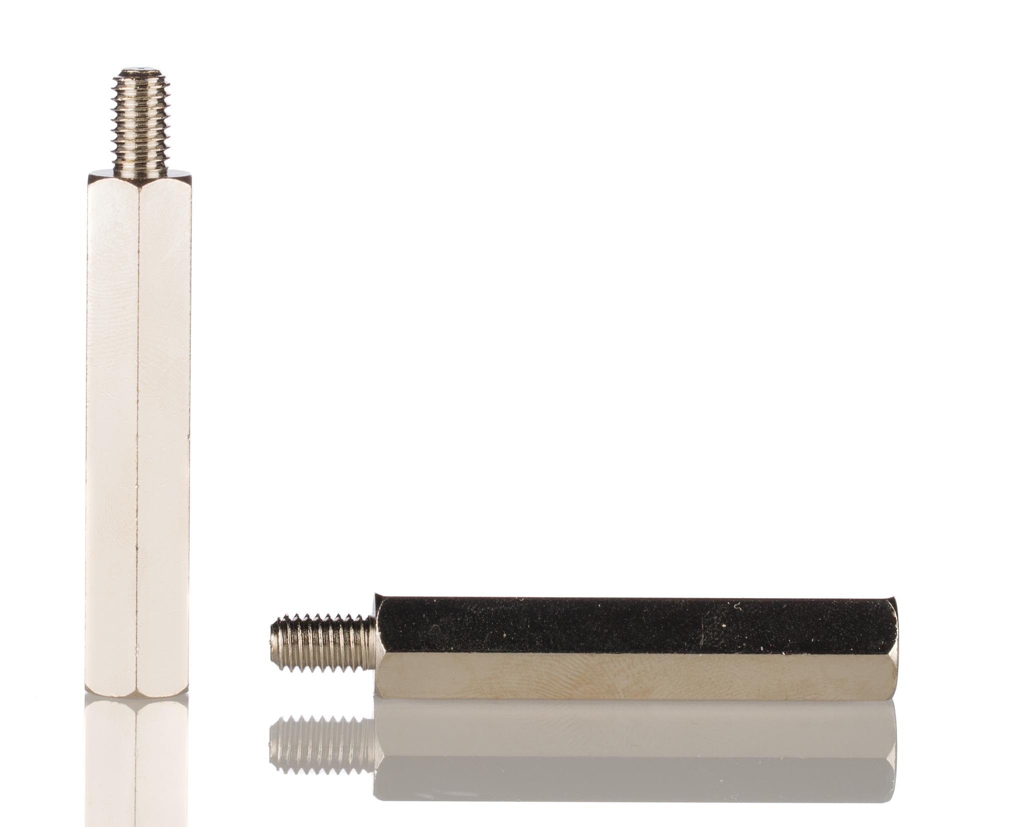 RS PRO Standoff, M6 x M6 Thread, 50mm Body, Steel, Male/Female, 10mm Stud