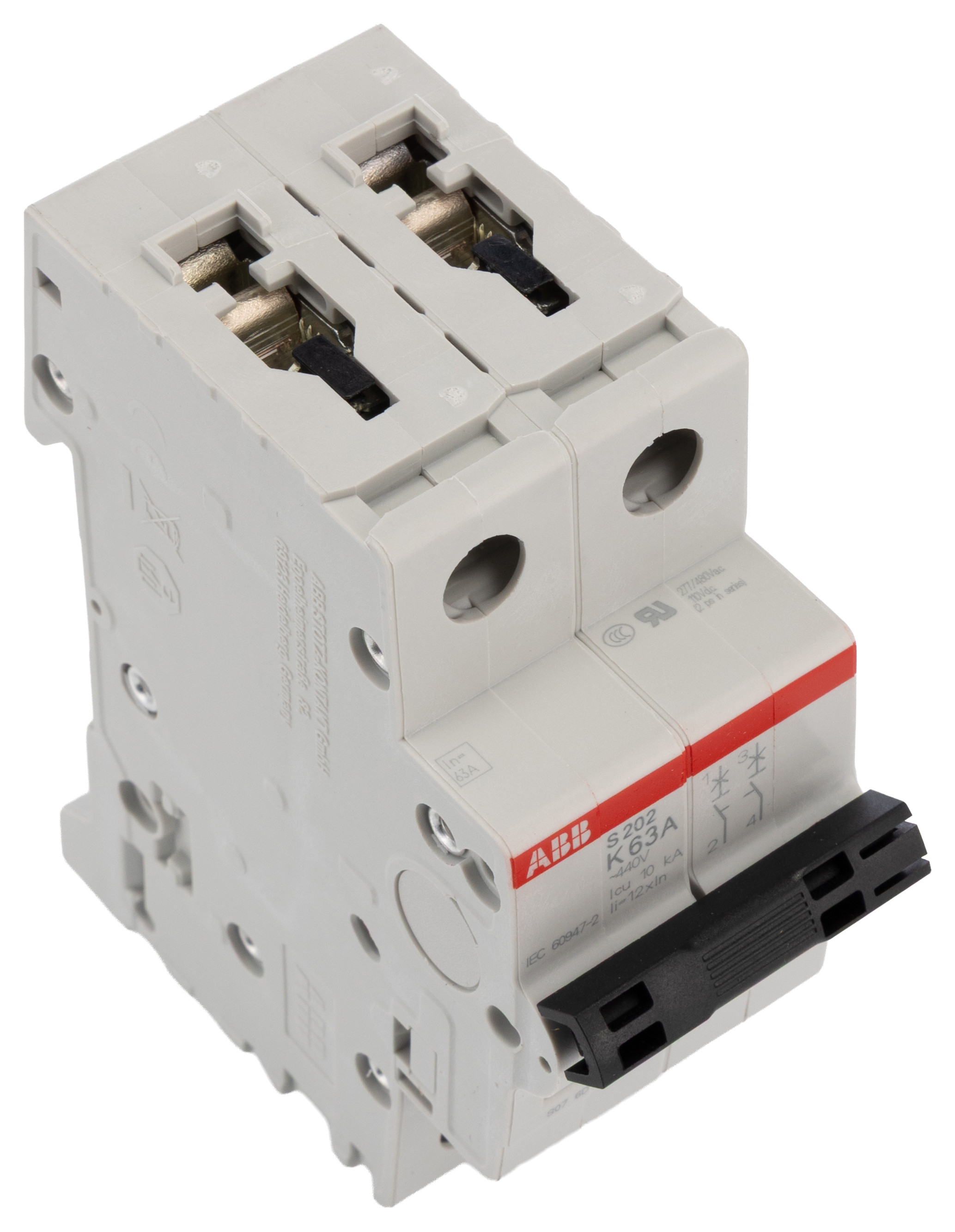ABB System Pro M Compact S200 MCB, 2P, 63A Curve K, 400V AC, 6 kA Breaking Capacity