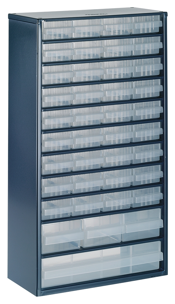 Raaco 40 Drawer Storage Unit, Steel, 552mm x 306mm x 150mm, Blue