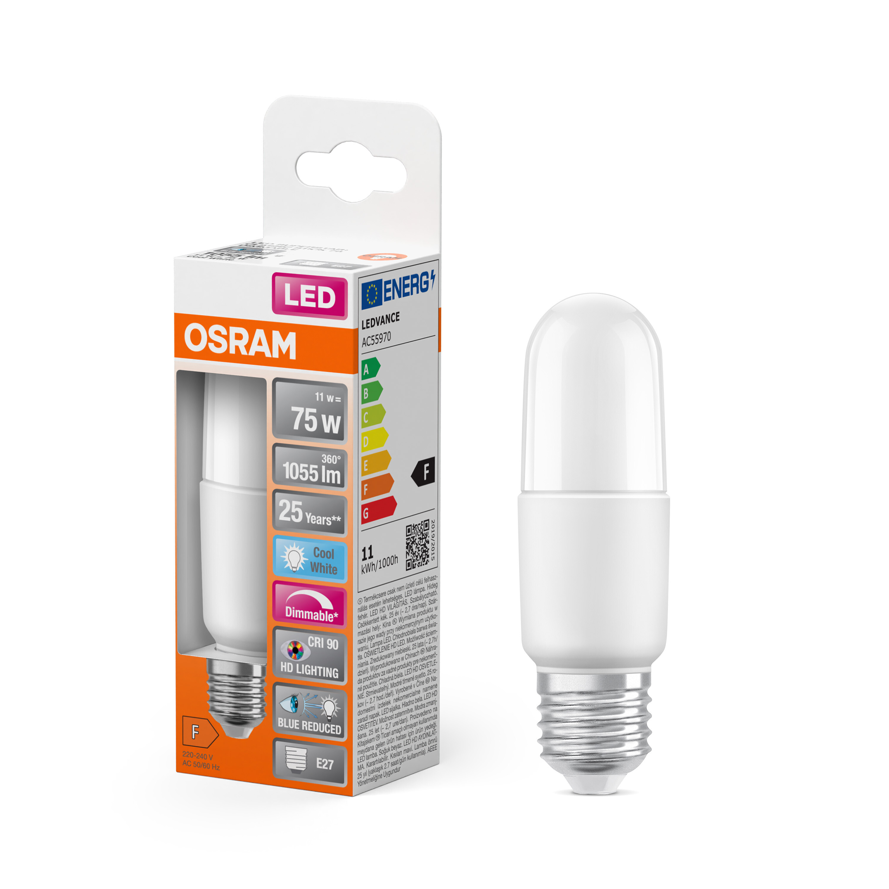 LEDVANCE LED Superstar Plus Classic E27 LED Bulbs 11 W(75W), 4000K, Cool White, Capsule shape