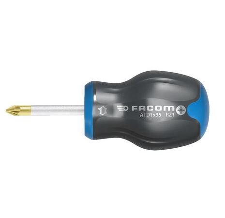 Facom Pozidriv Stubby Screwdriver, PZ1 Tip, 35 mm Blade, 91 mm Overall