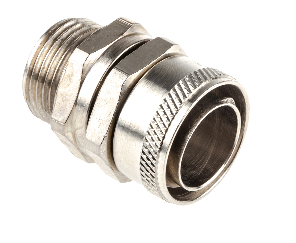 Adaptaflex Swivel, Conduit Fitting, 20mm Nominal Size, M20, Brass, Silver IP54 rating