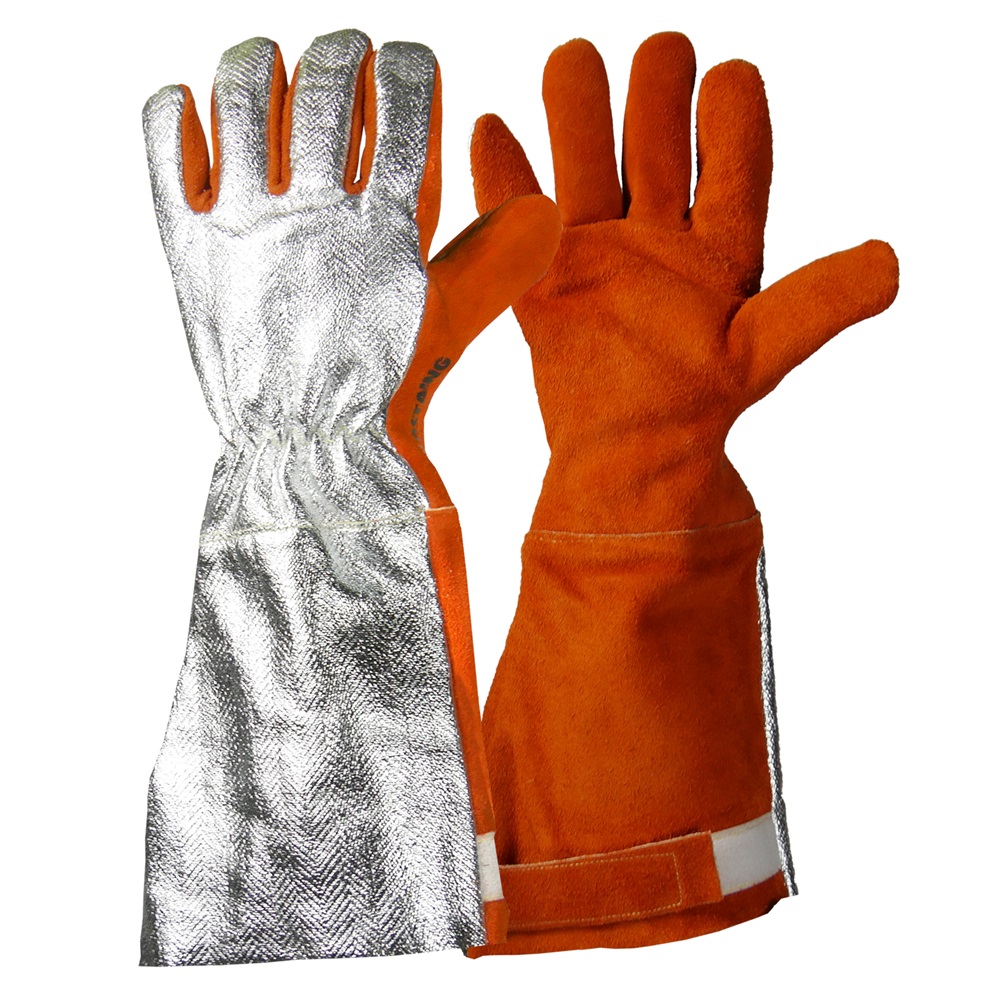 Rostaing Grey, Orange Para Aramid, Leather Work Gloves, Size 9