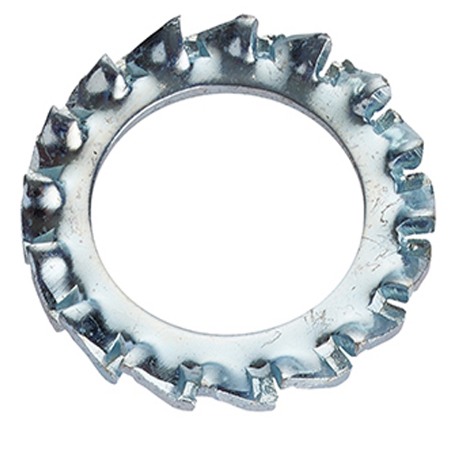RS PRO Bright Zinc Plated Steel External Tooth Washers, M4, DIN 6798A