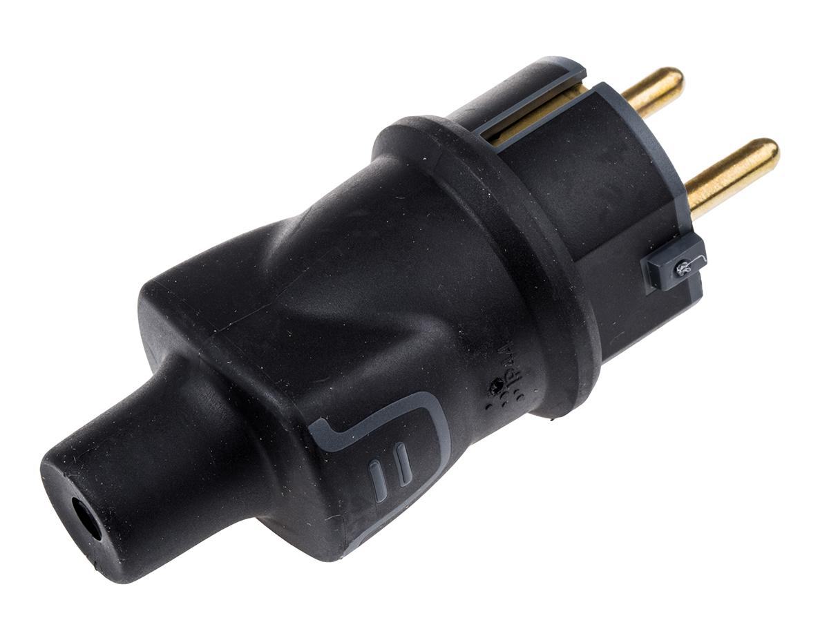 Legrand German Mains Plug, 16A Black, Cable Mount Screw
