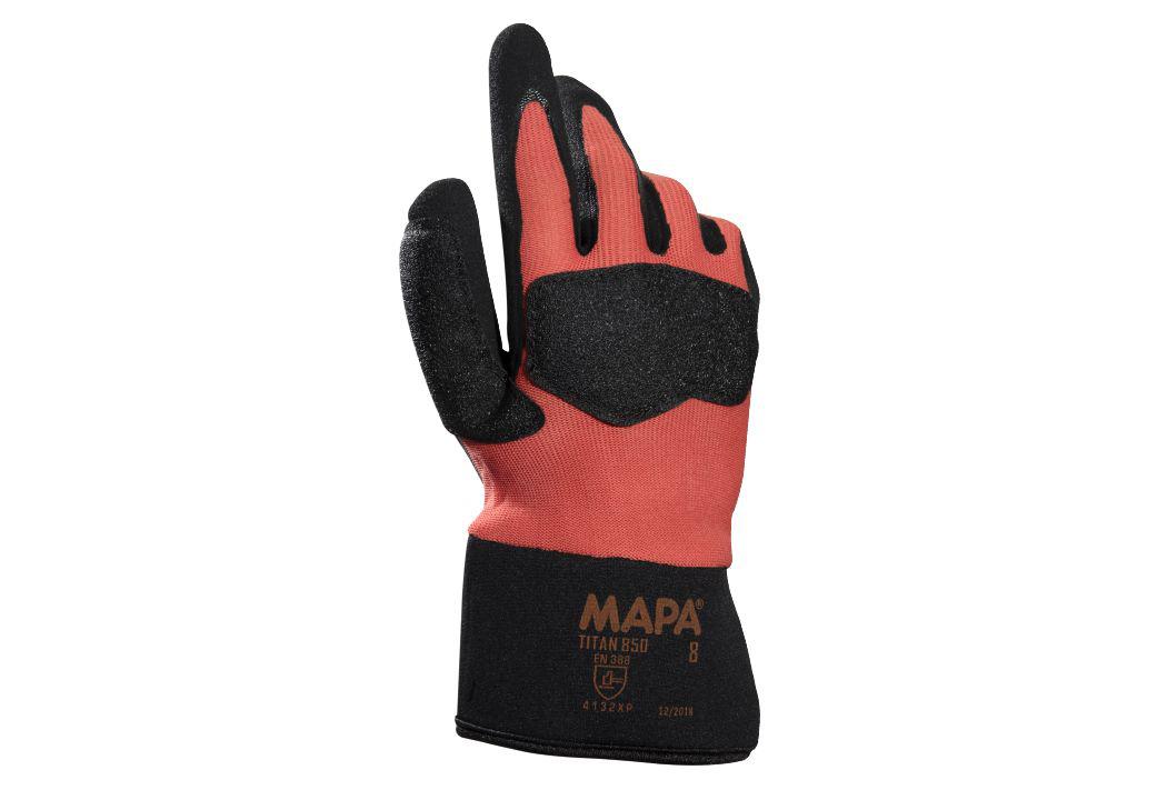 Mapa TITAN 850 Orange Nitrile Work Gloves, Size 9, DC-DC Fast Charge Coating