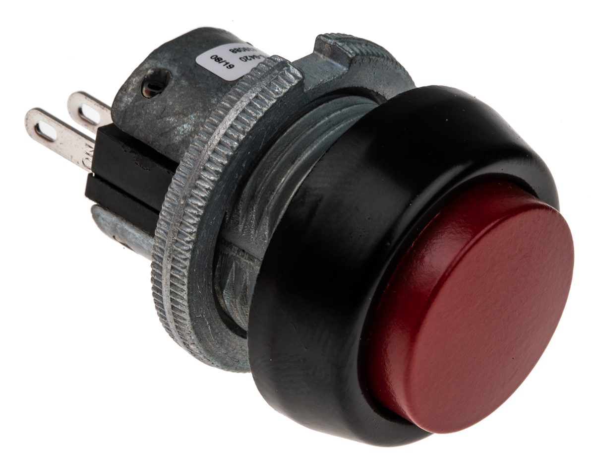 ITW Switches 76-94 Series Push Button Switch, Momentary, Panel Mount, 22mm Cutout, SPDT, Clear LED, 250V ac, IP67
