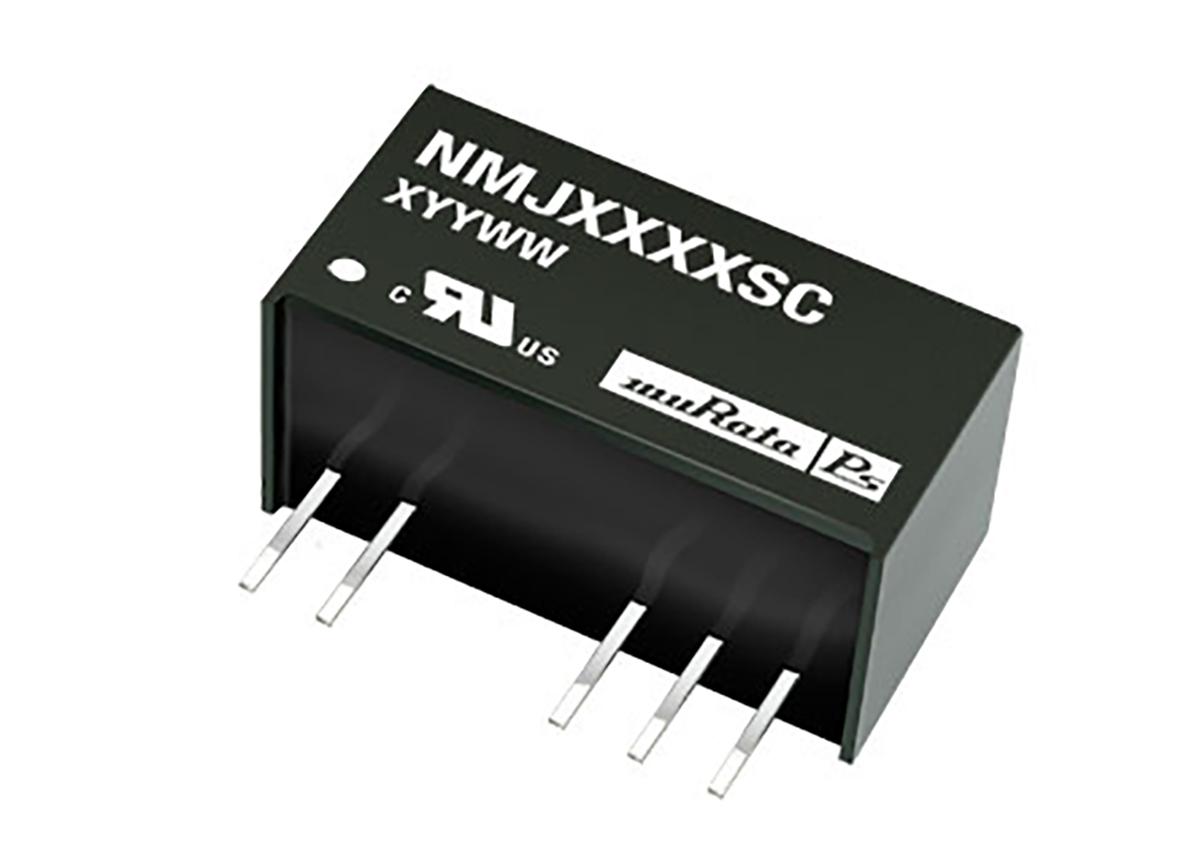 Murata Power Solutions NMJ DC-DC Converter, ±15V dc/ ±33mA Output, 4.5 → 5.5 V dc Input, 1W, Through Hole, +60°C