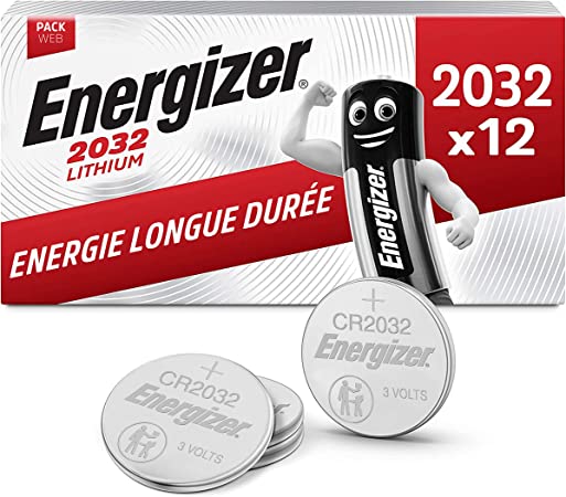Energizer CR2032 Coin Battery, 3V, 17.7mm Diameter, 12 Pack