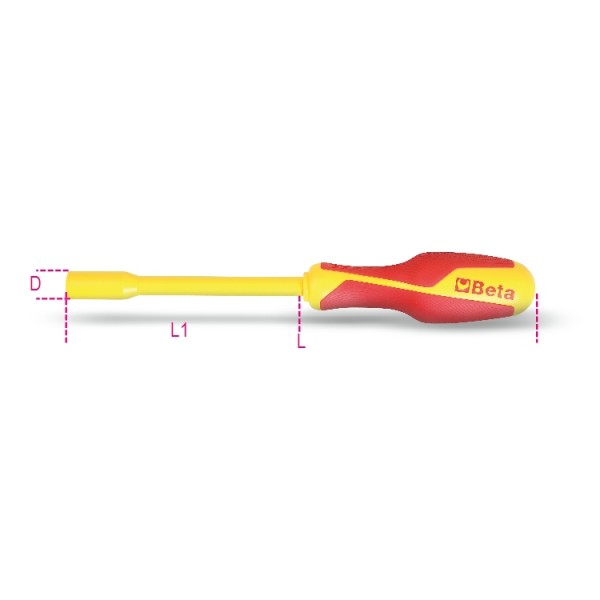 BETA Hexagon Nut Driver, 6 mm Tip, 125 mm Blade, 233 mm Overall