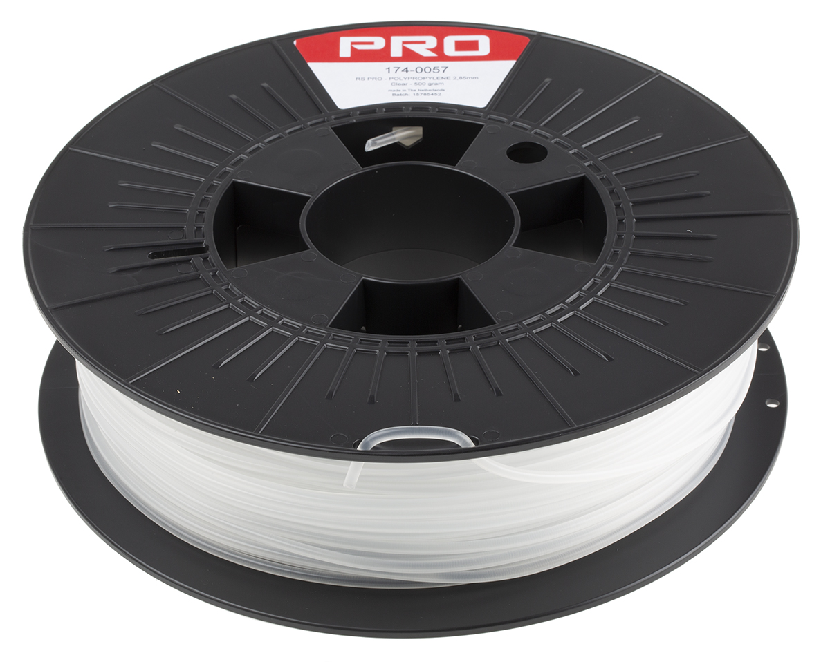 RS PRO 2.85mm Transparent PP 3D Printer Filament, 500g