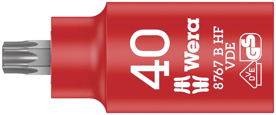 Wera 3/8 in Drive Insulated Bit Socket, Torx Bit, T40, 55 mm, 55 mm Overall Length