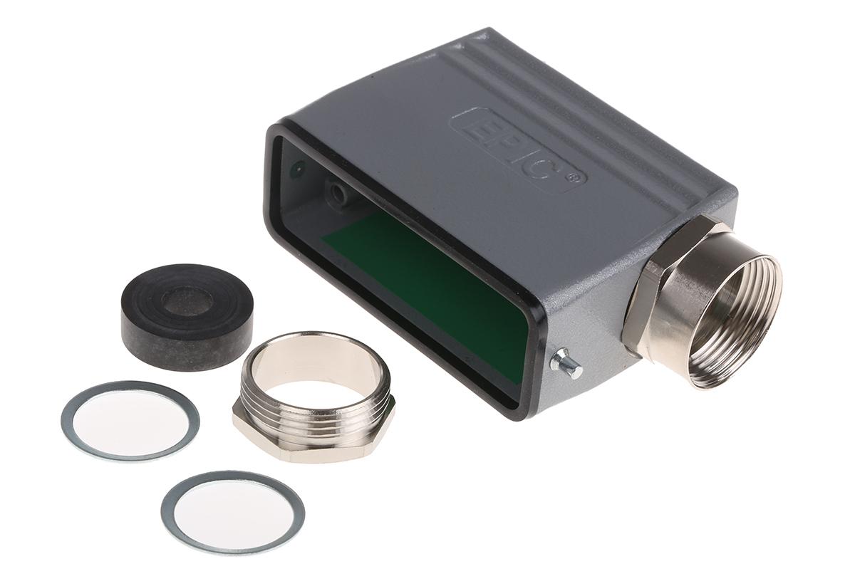 EPIC H-A Heavy Duty Power Connector Hood, 16 Contacts, PG21 Thread, Side Entry