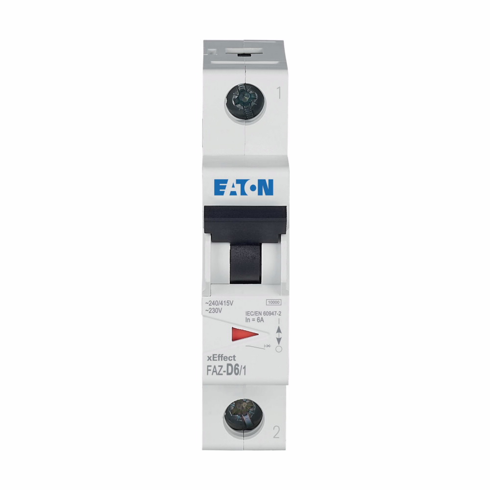 Eaton xEffect MCB, 1P, 6A Curve D, 240V AC, 48V DC, 10 kA Breaking Capacity