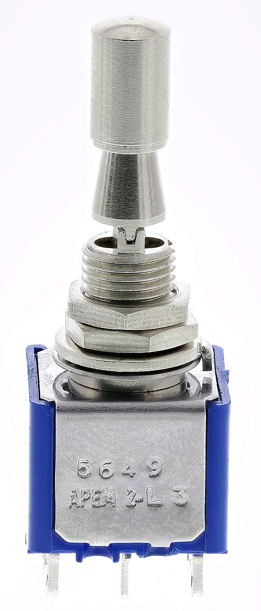 APEM Toggle Switch, Panel Mount, On-Off-On, DPDT, Solder Terminal