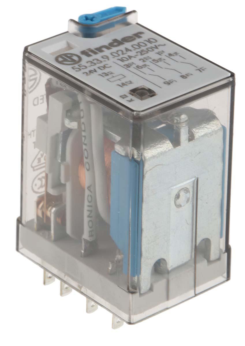Finder Plug In Relay, 24V dc Coil, 10A Switching Current, 3PDT