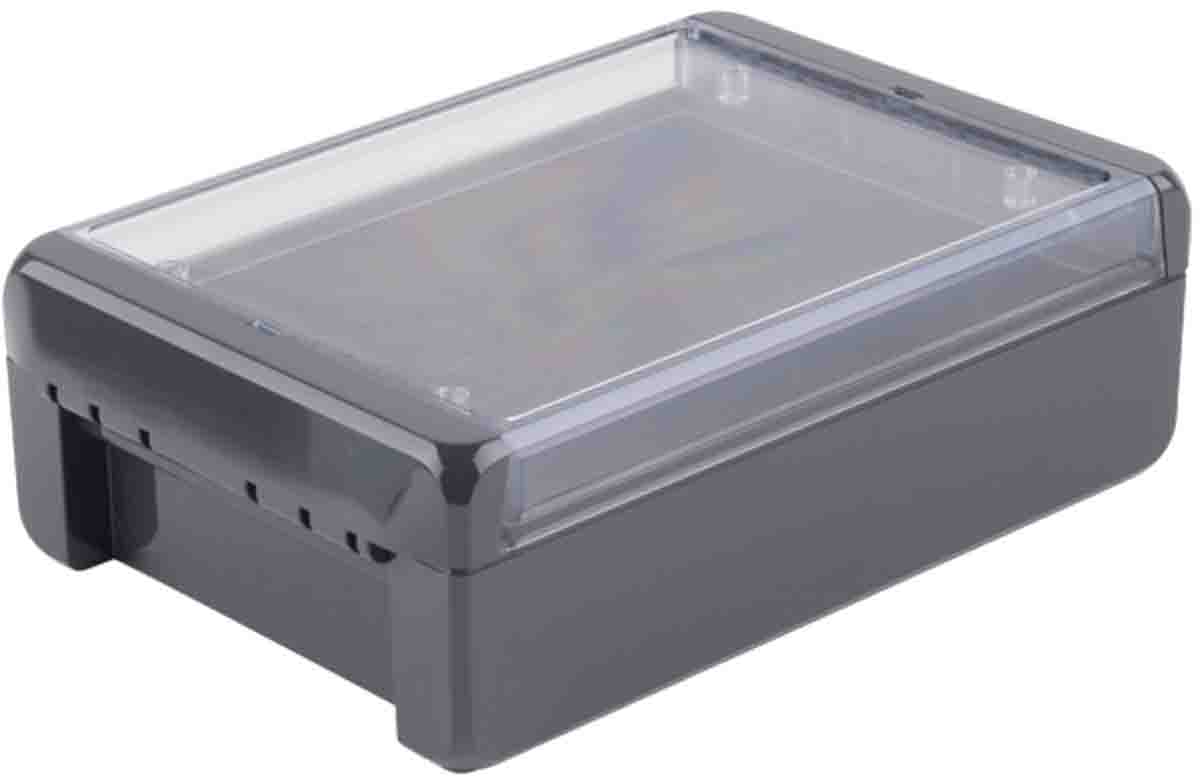 Bopla Bocube Series Graphite Grey Polycarbonate V0 Enclosure, IP66, IP68, IK07, Transparent Lid, 191 x 125 x 60mm