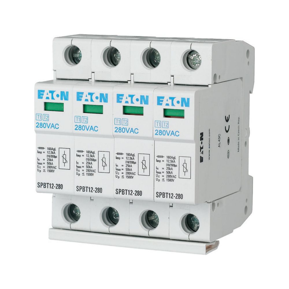 Eaton Three Phase Surge Protector, 12.5kA, 1.5kV, DIN Rail Mount