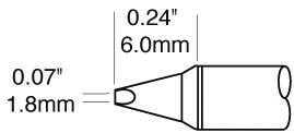 Metcal STTC 1.78 mm Chisel Soldering Iron Tip for use with MX-H1-AV, MX-RM3E