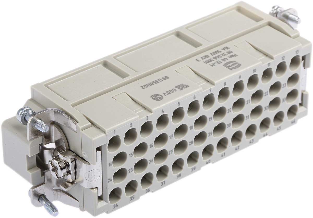 HARTING Heavy Duty Power Connector Insert, 16A, Male, Han EE Series, 46 Contacts