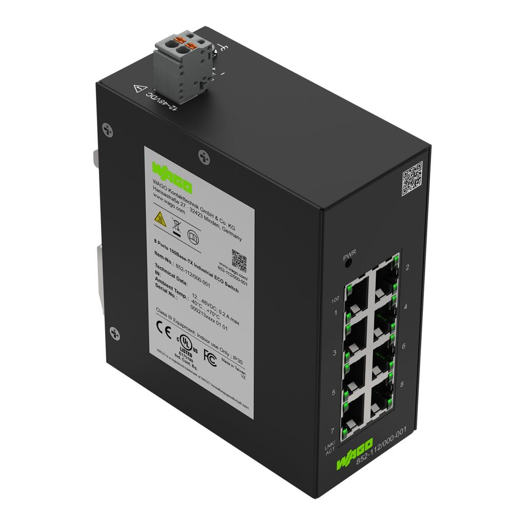 WAGO 852, Unmanaged 8 Port Network Switch, RJ-45