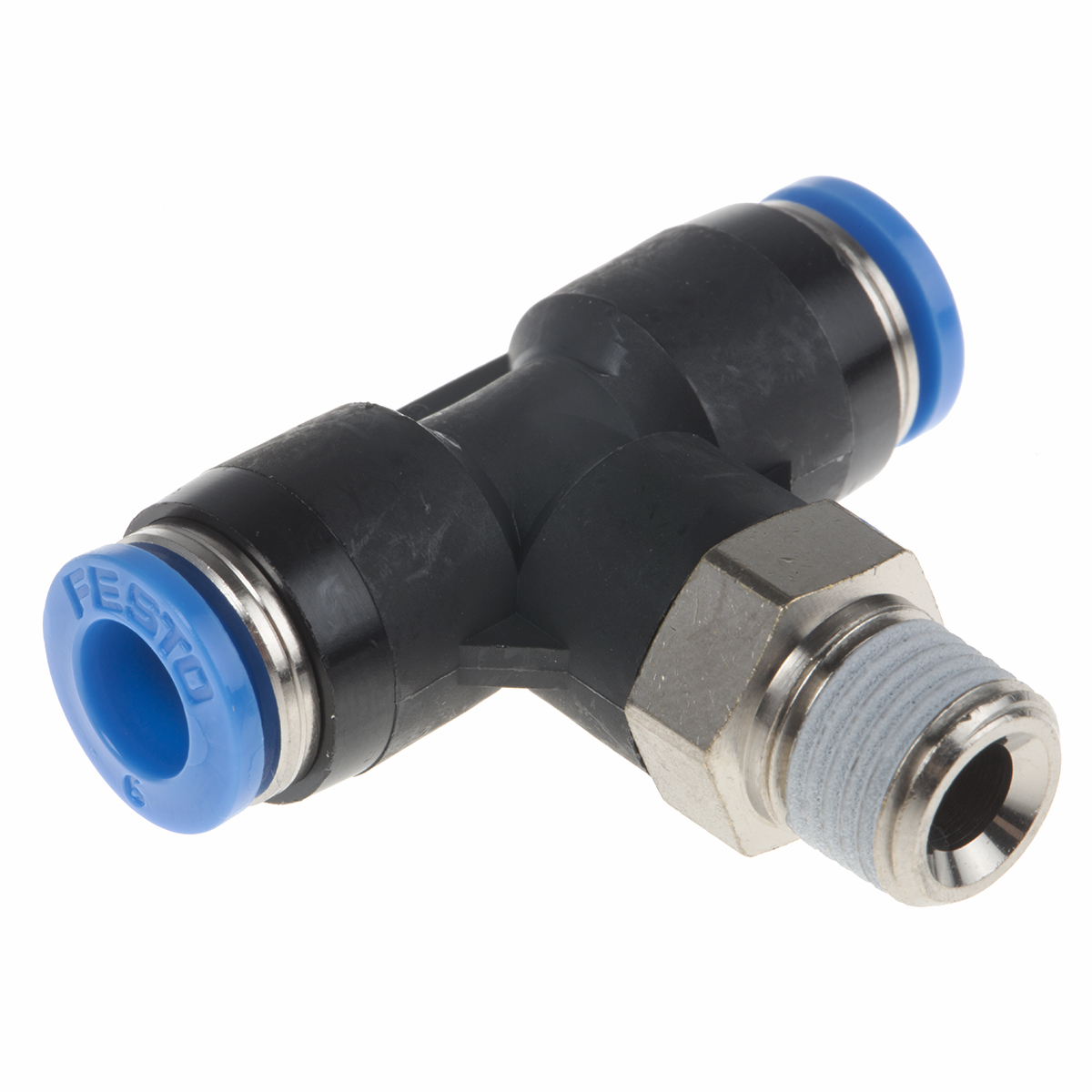 Festo QS Series Tee Threaded Adaptor, Push In 6 mm to Push In 6 mm, Threaded-to-Tube Connection Style, 153107