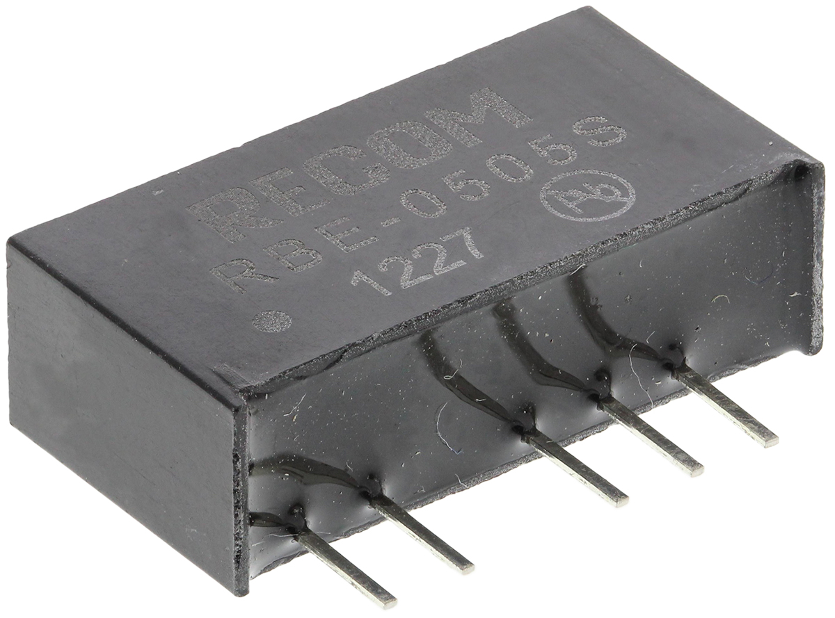 Recom RBE DC-DC Converter, 5V dc/ 200mA Output, 4.5 → 5.5 V dc Input, 1W, Through Hole, +85°C Max Temp -40°C Min