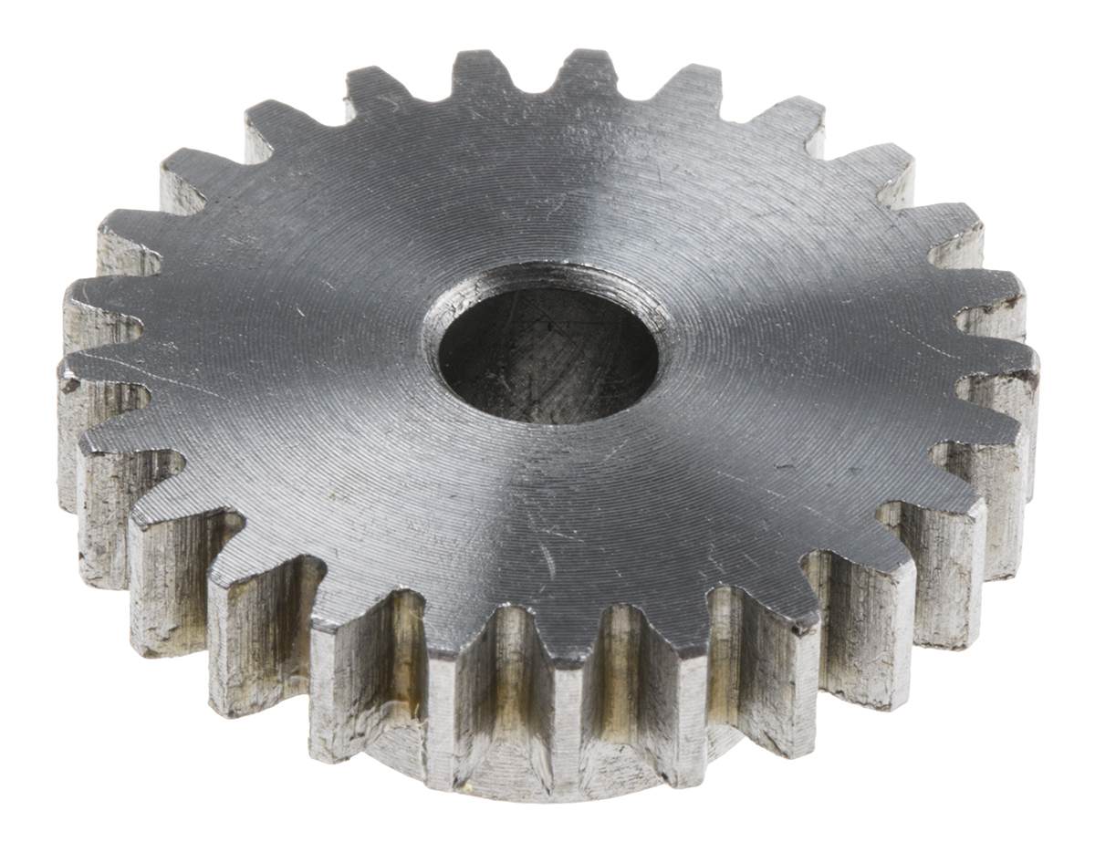 RS PRO Steel 25 Teeth Spur Gear, 1 Module, 6mm Bore Diam, 25mm Pitch Diam, 14mm Hub Diam