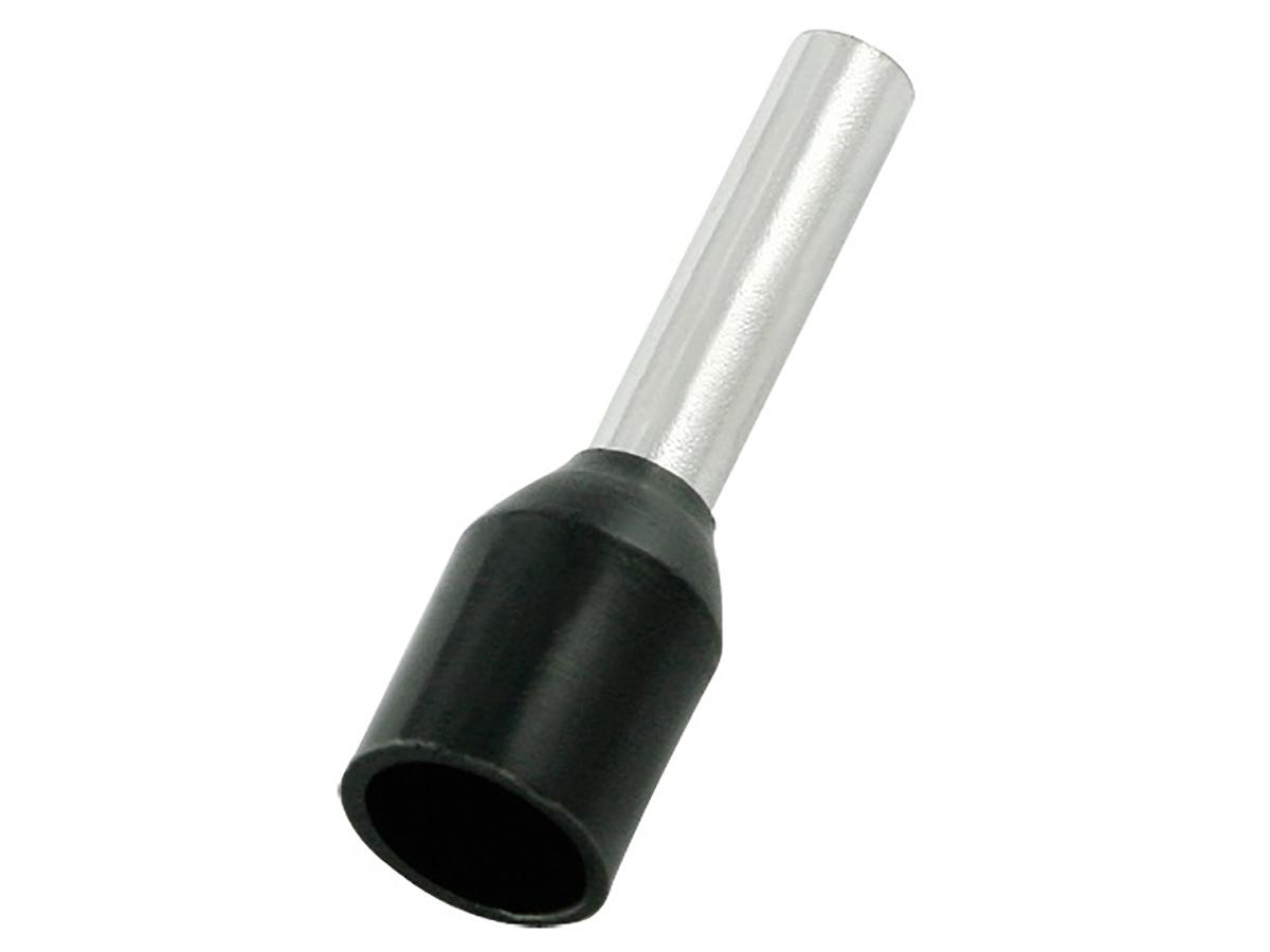RS PRO Insulated Crimp Bootlace Ferrule, 12mm Pin Length, 1.7mm Pin Diameter, 1.5mm² Wire Size, Black