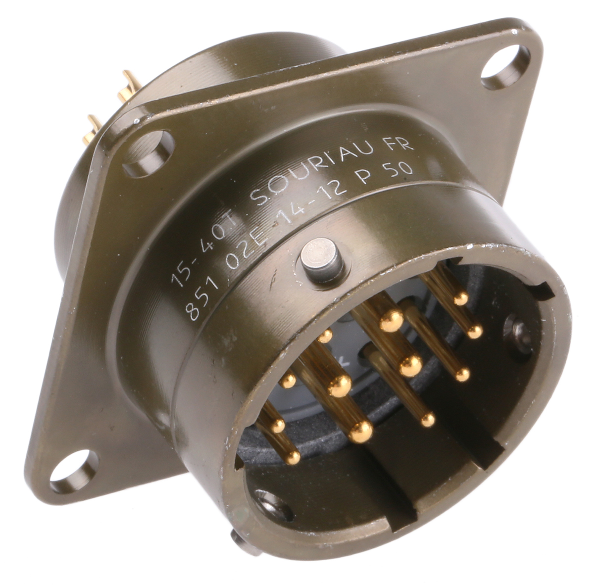 Souriau Sunbank by Eaton, 851, Copper Alloy 12 Way Panel Mount MIL Spec Circular Connector Receptacle, Pin