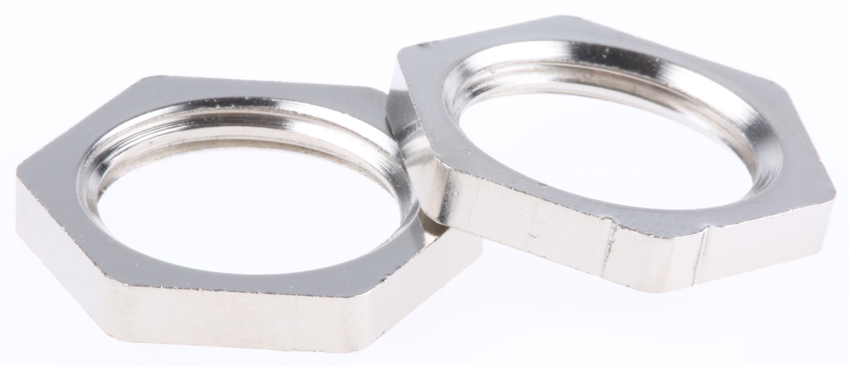 SIB Nickel Nickel Plated Brass Cable Gland Locknut, M16 Thread