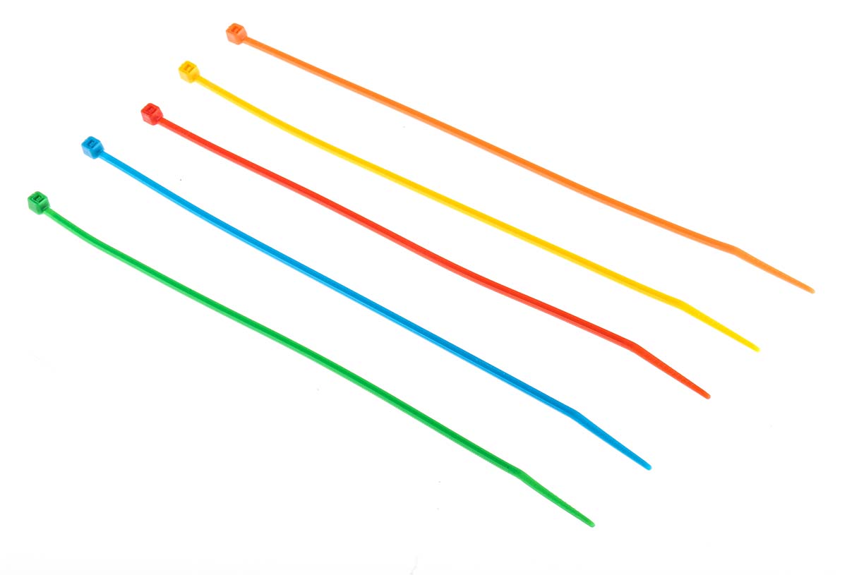 RS PRO Cable Tie, 385mm x 4.8 mm, Assorted Nylon, Pk-250