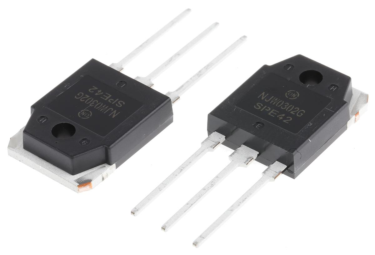onsemi NJW0302G PNP Transistor, -15 A, -250 V, 3-Pin TO-3P